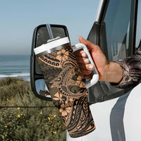 Hawaii Shark Tumbler With Handle Polynesian Pattern Gold Version LT01 - Polynesian Pride