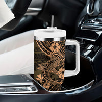Hawaii Shark Tumbler With Handle Polynesian Pattern Gold Version LT01 - Polynesian Pride