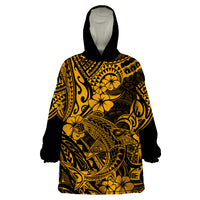Hawaii Shark Wearable Blanket Hoodie Polynesian Pattern Gold Version LT01 One Size Gold - Polynesian Pride