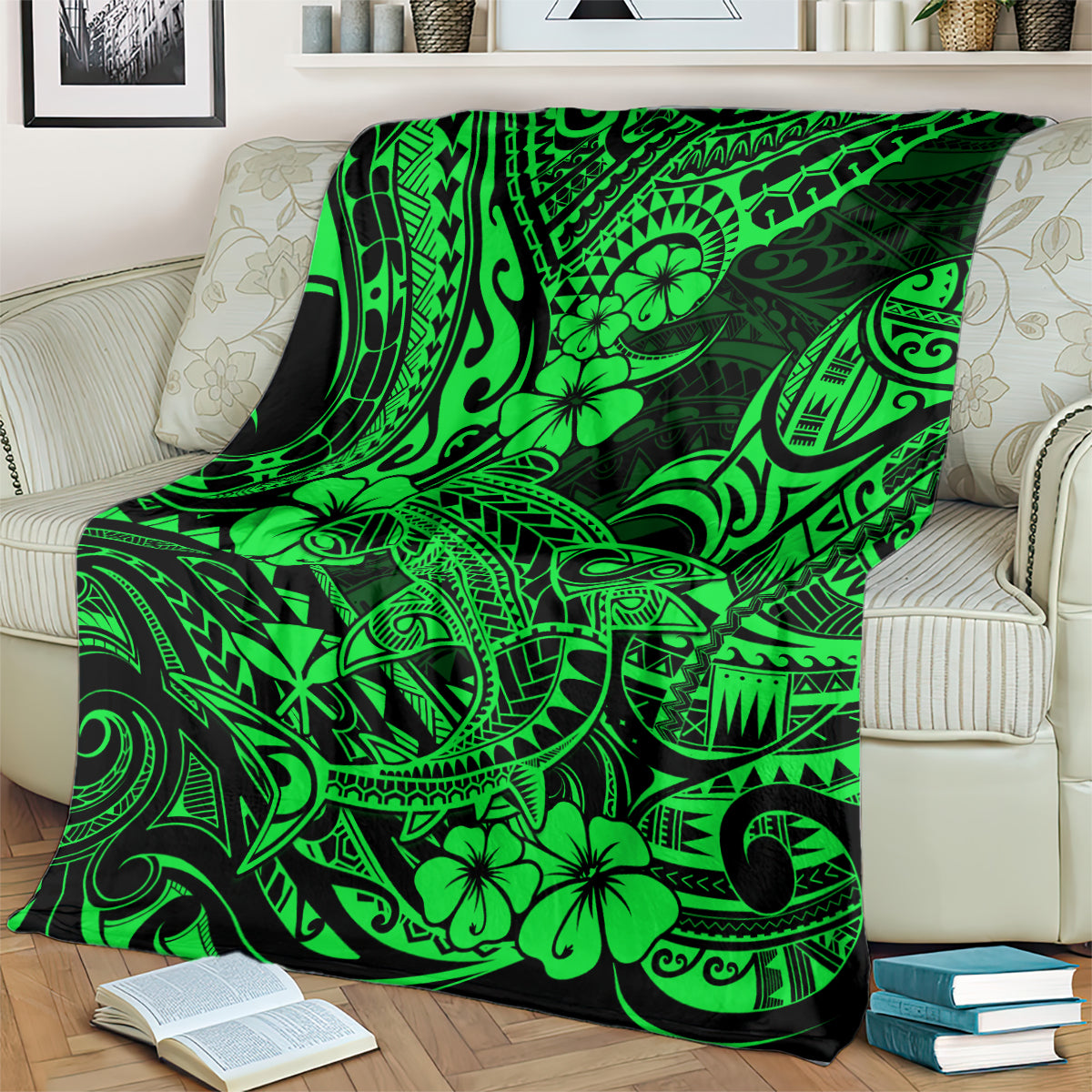 Hawaii Shark Blanket Polynesian Pattern Green Version LT01 - Polynesian Pride