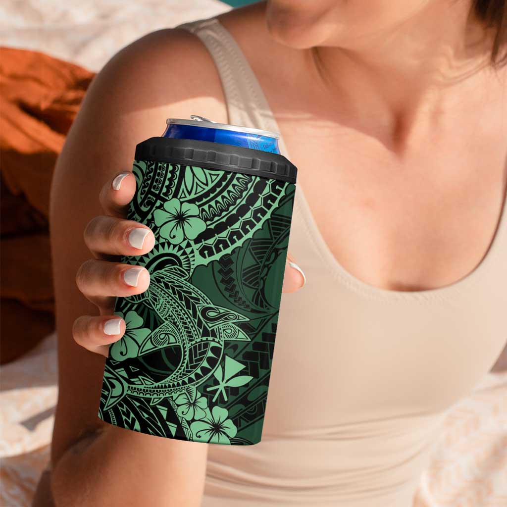 Hawaii Shark 4 in 1 Can Cooler Tumbler Polynesian Pattern Green Version LT01 - Polynesian Pride