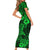 Hawaii Shark Family Matching Short Sleeve Bodycon Dress and Hawaiian Shirt Polynesian Pattern Green Version LT01 - Polynesian Pride