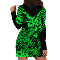 Hawaii Shark Hoodie Dress Polynesian Pattern Green Version LT01 - Polynesian Pride