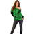 Hawaii Shark Off Shoulder Sweater Polynesian Pattern Green Version LT01 - Polynesian Pride