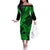 Hawaii Shark Off The Shoulder Long Sleeve Dress Polynesian Pattern Green Version LT01 Women Green - Polynesian Pride