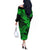 Hawaii Shark Off The Shoulder Long Sleeve Dress Polynesian Pattern Green Version LT01 - Polynesian Pride