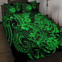 Hawaii Shark Quilt Bed Set Polynesian Pattern Green Version LT01 - Polynesian Pride