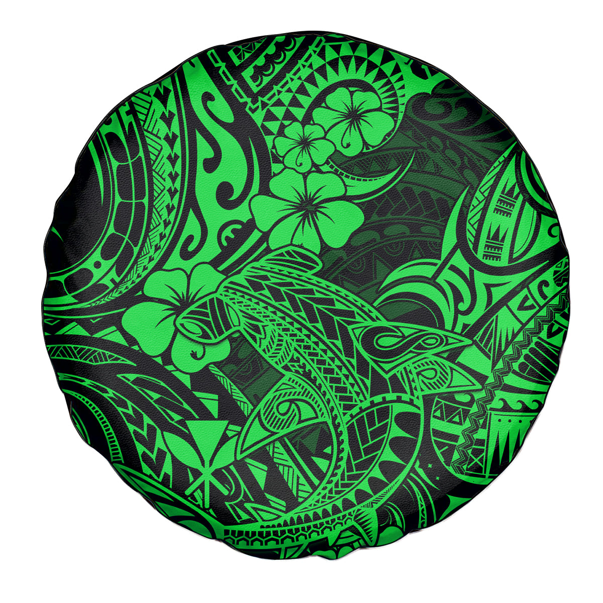 Hawaii Shark Spare Tire Cover Polynesian Pattern Green Version LT01 Green - Polynesian Pride