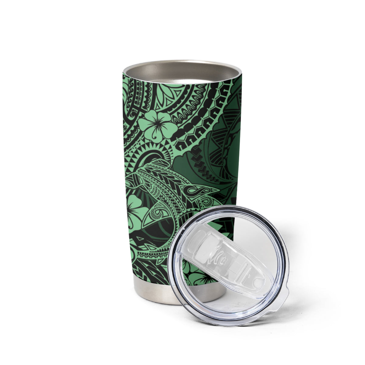 Hawaii Shark Tumbler Cup Polynesian Pattern Green Version LT01 - Polynesian Pride