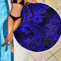 Hawaii Shark Beach Blanket Polynesian Pattern Navy Blue Version LT01 - Wonder Print Shop
