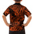 Hawaii Shark Family Matching Off Shoulder Long Sleeve Dress and Hawaiian Shirt Polynesian Pattern Orange Version LT01 - Polynesian Pride