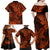 Hawaii Shark Family Matching Off Shoulder Maxi Dress and Hawaiian Shirt Polynesian Pattern Orange Version LT01 - Polynesian Pride