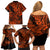 Hawaii Shark Family Matching Off Shoulder Short Dress and Hawaiian Shirt Polynesian Pattern Orange Version LT01 - Polynesian Pride