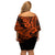 Hawaii Shark Family Matching Off Shoulder Short Dress and Hawaiian Shirt Polynesian Pattern Orange Version LT01 - Polynesian Pride