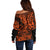 Hawaii Shark Off Shoulder Sweater Polynesian Pattern Orange Version LT01 - Polynesian Pride