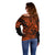 Hawaii Shark Off Shoulder Sweater Polynesian Pattern Orange Version LT01 - Polynesian Pride