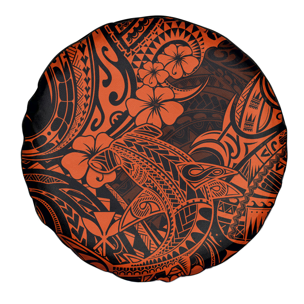 Hawaii Shark Spare Tire Cover Polynesian Pattern Orange Version LT01 Orange - Polynesian Pride