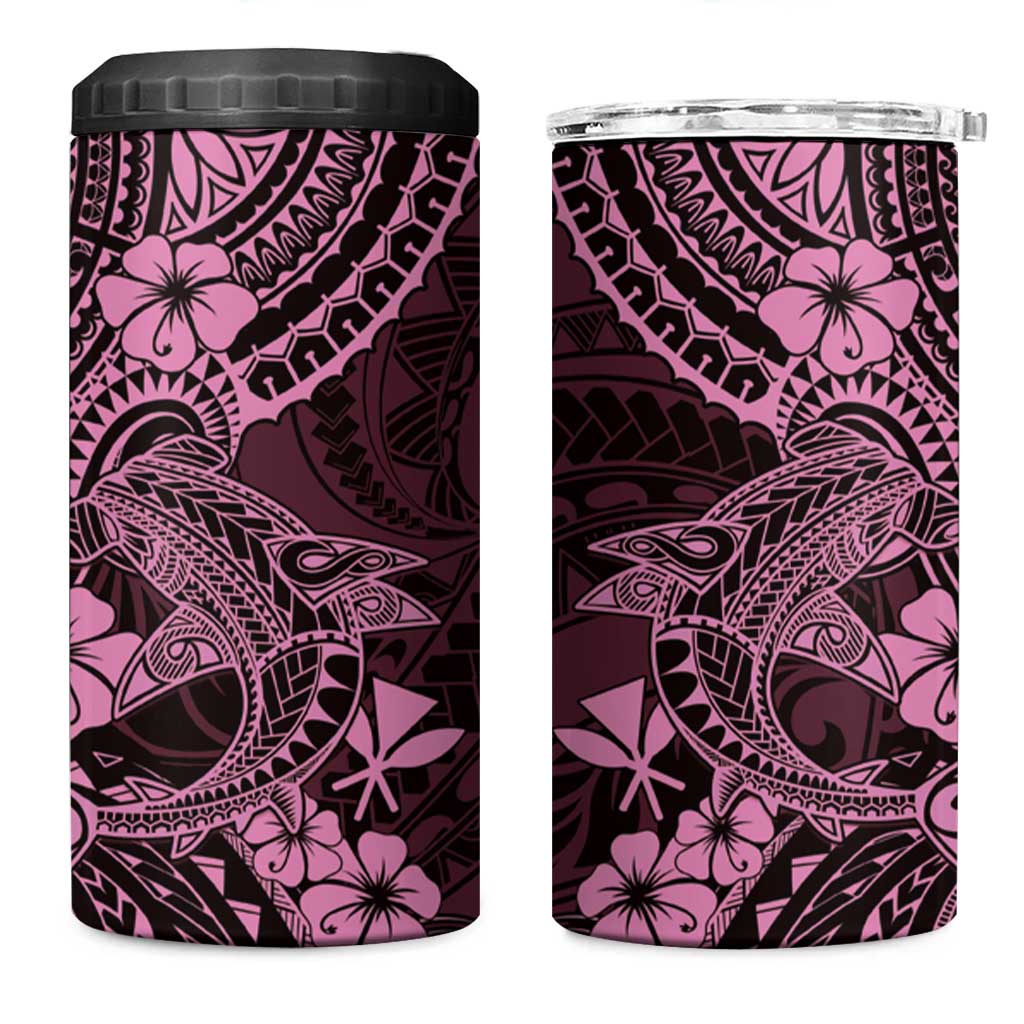 Hawaii Shark 4 in 1 Can Cooler Tumbler Polynesian Pattern Pink Version LT01 One Size: 16 oz Pink - Polynesian Pride