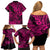 Hawaii Shark Family Matching Off Shoulder Short Dress and Hawaiian Shirt Polynesian Pattern Pink Version LT01 - Polynesian Pride