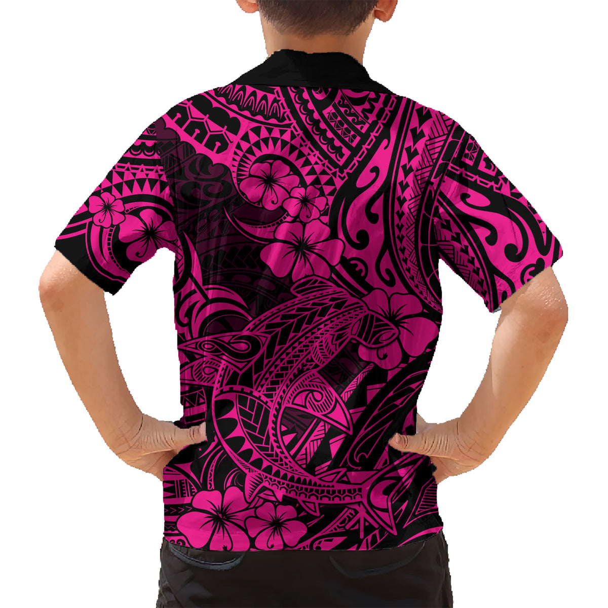 Hawaii Shark Kid Hawaiian Shirt Polynesian Pattern Pink Version LT01 - Polynesian Pride
