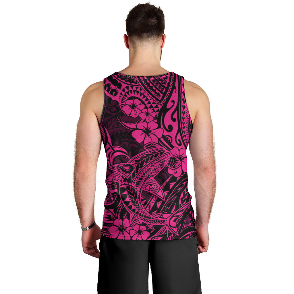 Hawaii Shark Men Tank Top Polynesian Pattern Pink Version LT01 - Polynesian Pride