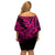 Hawaii Shark Off Shoulder Short Dress Polynesian Pattern Pink Version LT01 - Polynesian Pride