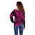 Hawaii Shark Off Shoulder Sweater Polynesian Pattern Pink Version LT01 - Polynesian Pride