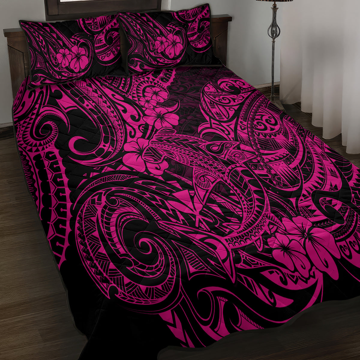 Hawaii Shark Quilt Bed Set Polynesian Pattern Pink Version LT01 - Polynesian Pride
