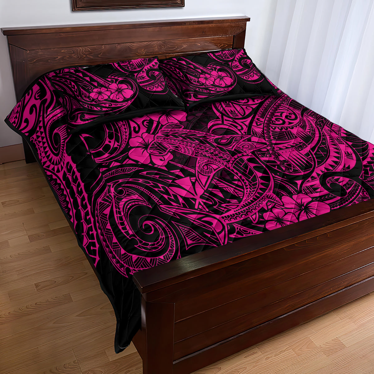 Hawaii Shark Quilt Bed Set Polynesian Pattern Pink Version LT01 - Polynesian Pride