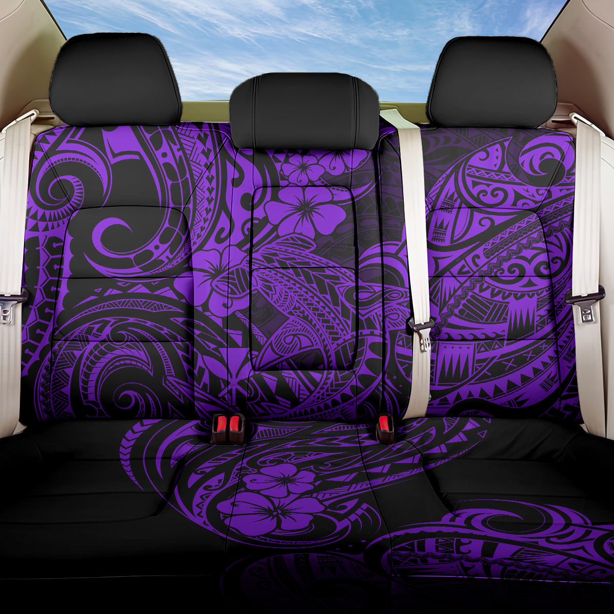 Hawaii Shark Back Car Seat Cover Polynesian Pattern Purple Version LT01 One Size Purple - Polynesian Pride