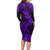 Hawaii Shark Long Sleeve Bodycon Dress Polynesian Pattern Purple Version LT01 - Polynesian Pride