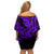 Hawaii Shark Off Shoulder Short Dress Polynesian Pattern Purple Version LT01 - Polynesian Pride