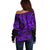 Hawaii Shark Off Shoulder Sweater Polynesian Pattern Purple Version LT01 - Polynesian Pride