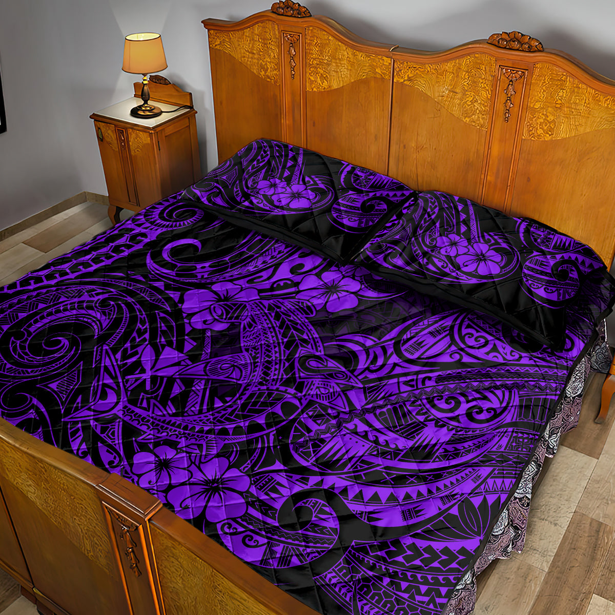 Hawaii Shark Quilt Bed Set Polynesian Pattern Purple Version LT01 - Polynesian Pride