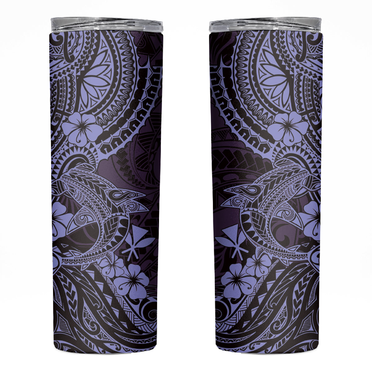 Hawaii Shark Skinny Tumbler Polynesian Pattern Purple Version