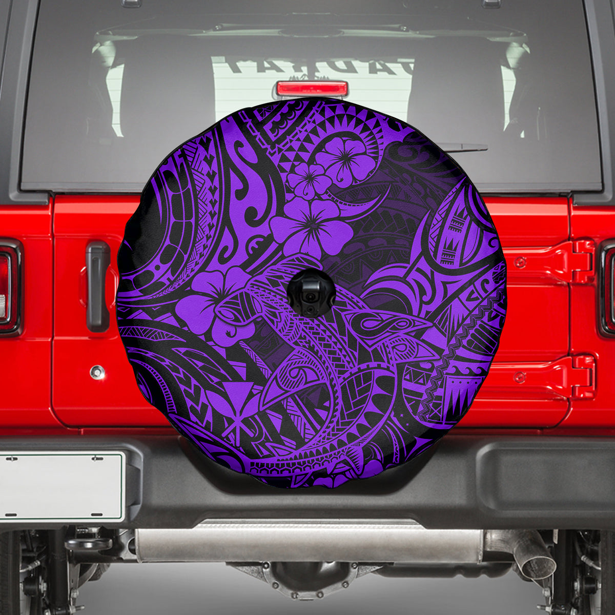 Hawaii Shark Spare Tire Cover Polynesian Pattern Purple Version LT01 - Polynesian Pride