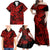 Hawaii Shark Family Matching Off Shoulder Maxi Dress and Hawaiian Shirt Polynesian Pattern Red Version LT01 - Polynesian Pride