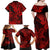 Hawaii Shark Family Matching Off Shoulder Maxi Dress and Hawaiian Shirt Polynesian Pattern Red Version LT01 - Polynesian Pride