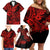 Hawaii Shark Family Matching Off Shoulder Short Dress and Hawaiian Shirt Polynesian Pattern Red Version LT01 - Polynesian Pride