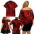 Hawaii Shark Family Matching Off Shoulder Short Dress and Hawaiian Shirt Polynesian Pattern Red Version LT01 - Polynesian Pride