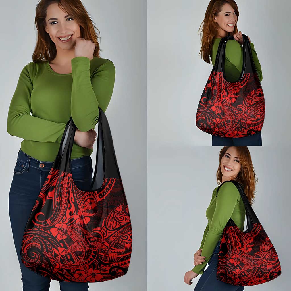 Hawaii Shark Grocery Bag Polynesian Pattern Red Version LT01 - Polynesian Pride