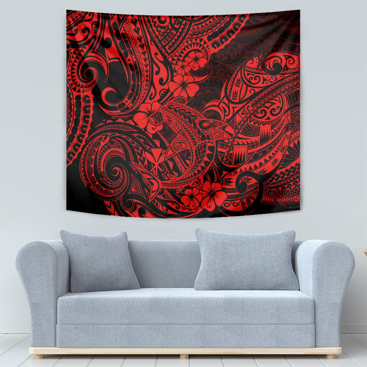 Hawaii Shark Tapestry Polynesian Pattern Red Version LT01 - Polynesian Pride