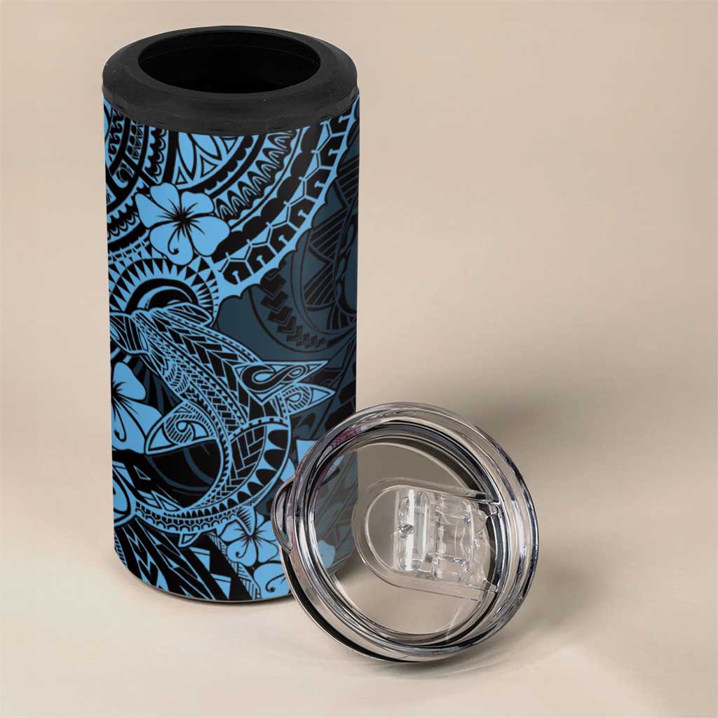 Hawaii Shark 4 in 1 Can Cooler Tumbler Polynesian Pattern Sky Blue Version LT01 - Polynesian Pride