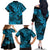 Hawaii Shark Family Matching Off Shoulder Long Sleeve Dress and Hawaiian Shirt Polynesian Pattern Sky Blue Version LT01 - Polynesian Pride