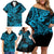 Hawaii Shark Family Matching Off Shoulder Short Dress and Hawaiian Shirt Polynesian Pattern Sky Blue Version LT01 - Polynesian Pride