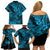 Hawaii Shark Family Matching Off Shoulder Short Dress and Hawaiian Shirt Polynesian Pattern Sky Blue Version LT01 - Polynesian Pride