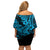 Hawaii Shark Off Shoulder Short Dress Polynesian Pattern Sky Blue Version LT01 - Polynesian Pride