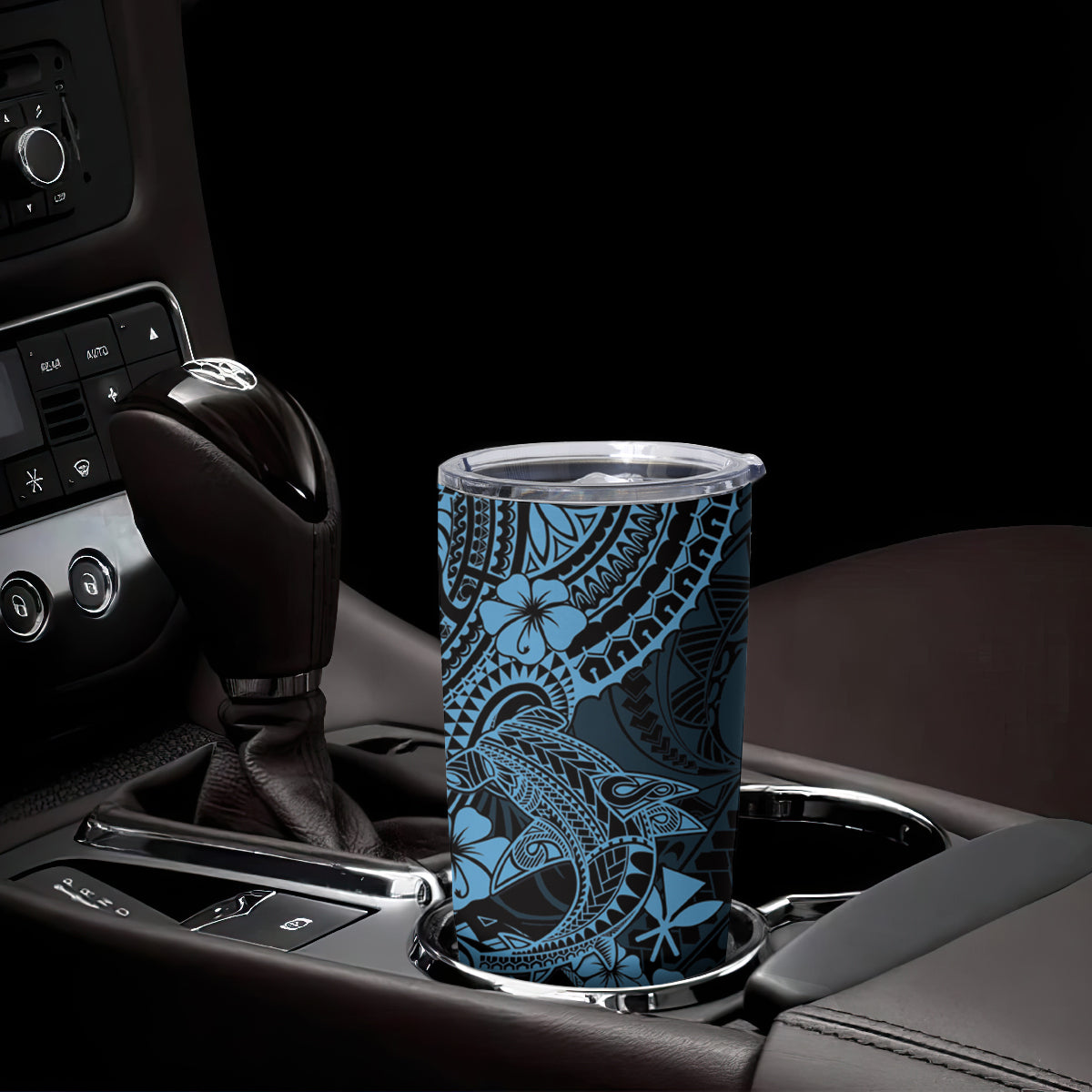Hawaii Shark Tumbler Cup Polynesian Pattern Sky Blue Version LT01 - Polynesian Pride