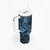 Hawaii Shark Tumbler With Handle Polynesian Pattern Sky Blue Version