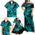 Hawaii Shark Family Matching Off Shoulder Maxi Dress and Hawaiian Shirt Polynesian Pattern Turquoise Version LT01 - Polynesian Pride